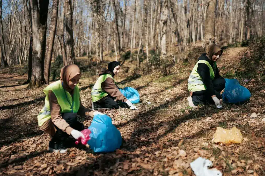 People Cleaning the Forest. World Clean Up Day