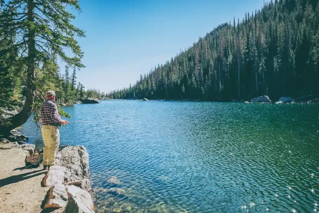 Man Fishing In A Lake